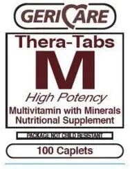 1163913 PT# 621-13 Thera-Tabs M Multivitamine Comprimés multiminéraux adultes 100/Bt fabriqués par Geri-Care Pharmaceuticals