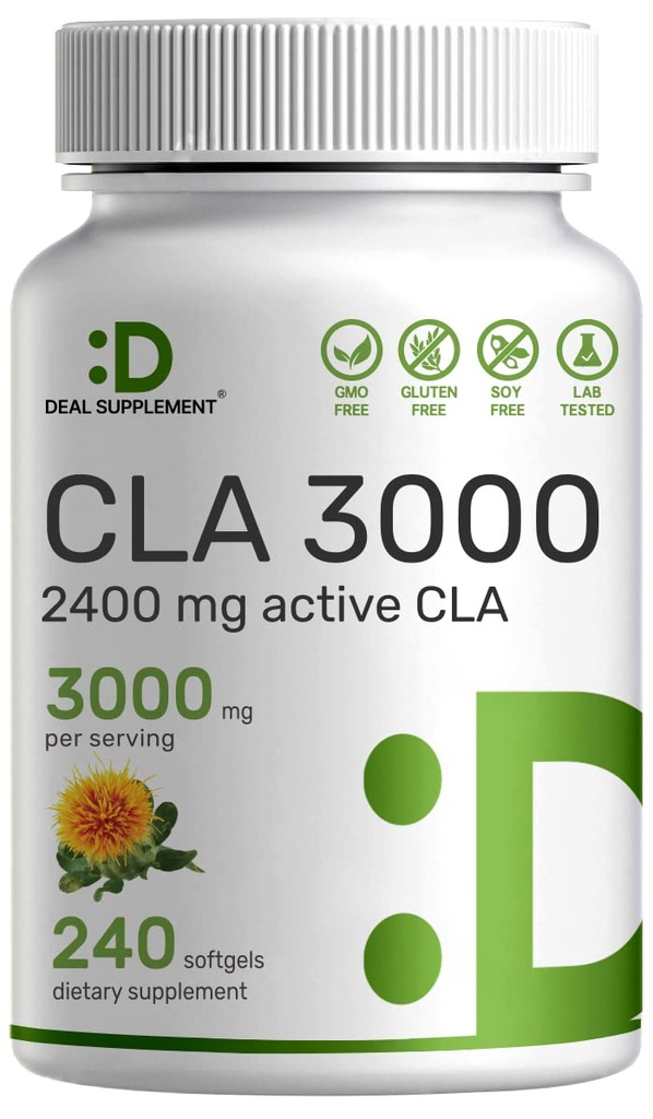 Ultra Strength CLA 3000mg | 240 Softgele, aktive konjugierte Linolsäure aus Safflower Oil