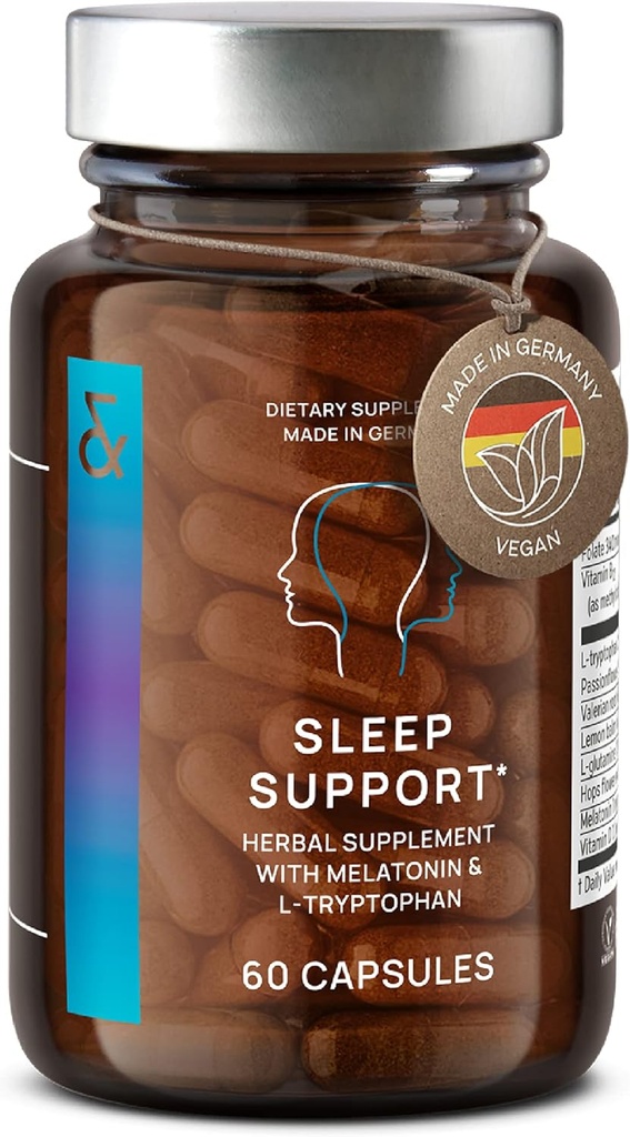 N°6 Sostegno naturale al sonno con Melatonina 1 mg & L-Tryptophan - Passionflower, Valerian Root & More - Enhanced Sleep Supplement - 60 capsule per notti riposanti