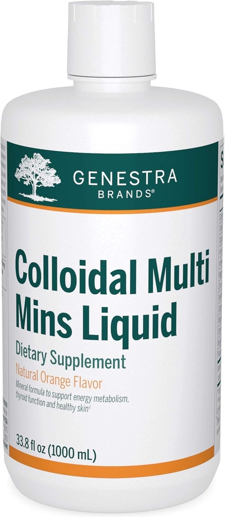Genestra Marken Kolloidal Multi Mins Liquid - Kolloidale Minerale - Natürliche Orange Flavor - 33 Servierungen