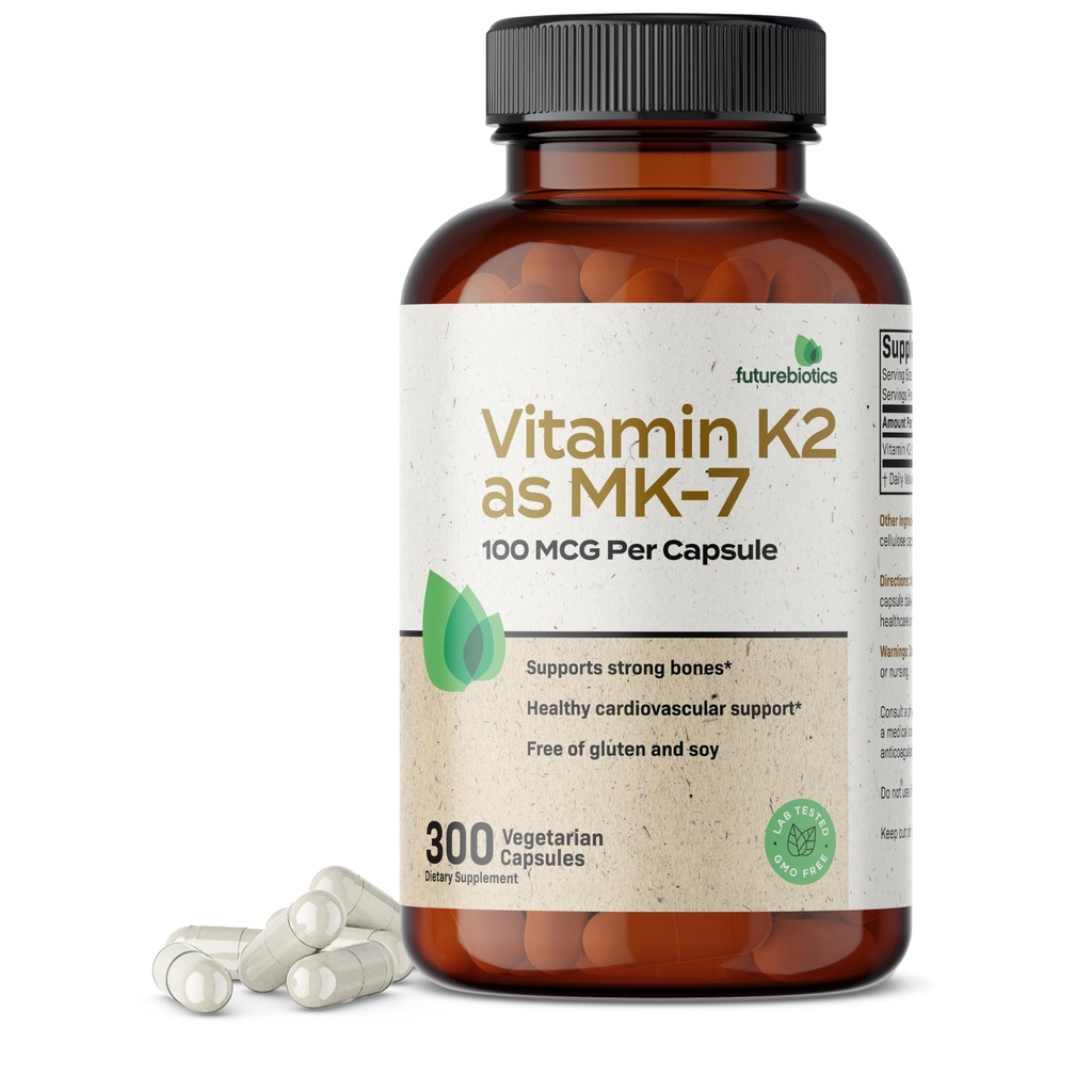 Futurebiotics Vitamin K2 als MK-7 100 mcg, unterstützt starke Knochen- Non-GMO, 300 vegetarische Kapseln