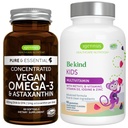 Vegan Omega-3 Algae olio + Advanced Kids Multivitamin Gummy Bundle, Alta Concentrazione DHA & EPA + Vitamina A, B, C, D3 & E, Clean Ingredienti 60 Softgels + 90 Gummies Berry Flavor, di Igennus
