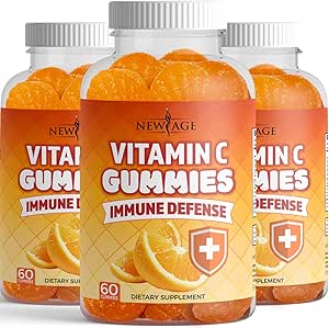NUOVO AGE Vitamina C Gummies Arancione Vitamina C Gummy - Supporta il sistema immunitario sano - Vegetariano senza glutine (180 Gummies)