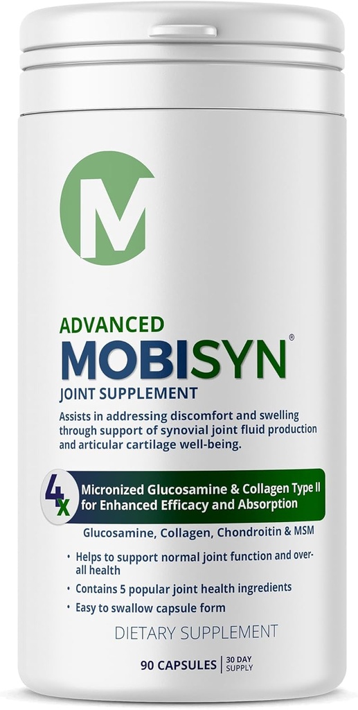 4X Advanced Joint Support Capsules, Formula ad alta resistenza per l'infiammazione, Glucosamine Chondroitin, Collagen Type II, MSM, 150mg Vitamin C Supporto immunitario &amp; Salute generale, Gluten Free, 90 Capsule