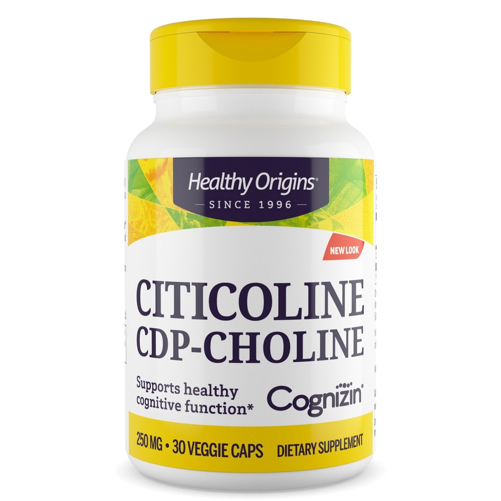 Healthy Origins Cognizin (Citicoline), 250 mg - Gehirn-Ergänzung für Speicher mit Citicoline CDP Choline - Non-GMO, Vegan & Glutenfreie Ergänzung - 30 Veggie Kapseln