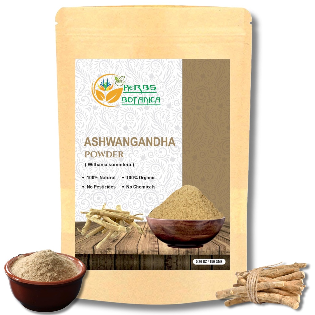 Kräuter Botanica Ashwagandha Wurzelpulver Mitania Somnifera Pulver Ashwaganda Ayurvedic Kräuterergänzung Unterstützung und Stärke 5.3 oz