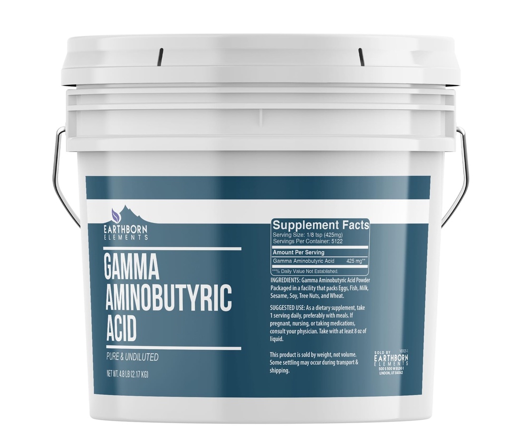 Elementi terrestri Gamma Aminobutirrico Acido (GABA) 1 Gallon Bucket, Pure & Undiluted, Integratore alimentare