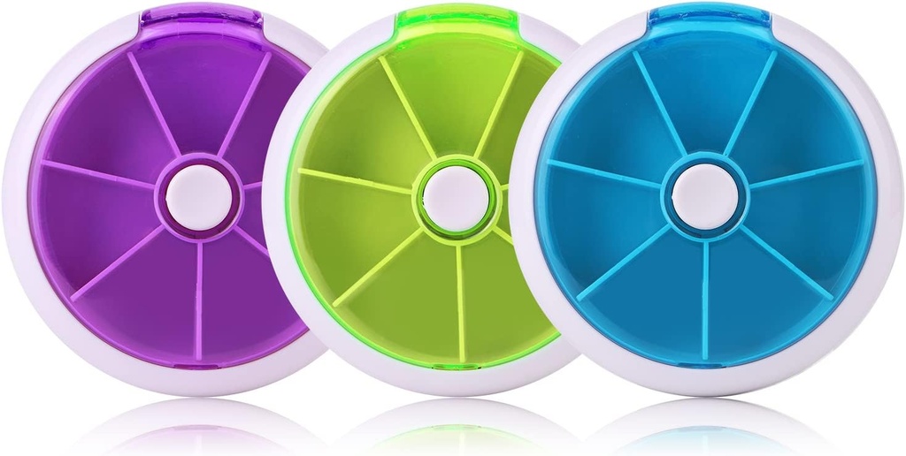 Kreative tragbare Mini 7 Tage Wöchentliche Kreisform Rotary Cute Fruit Style Pill Storage Case Box (Mixed Color)