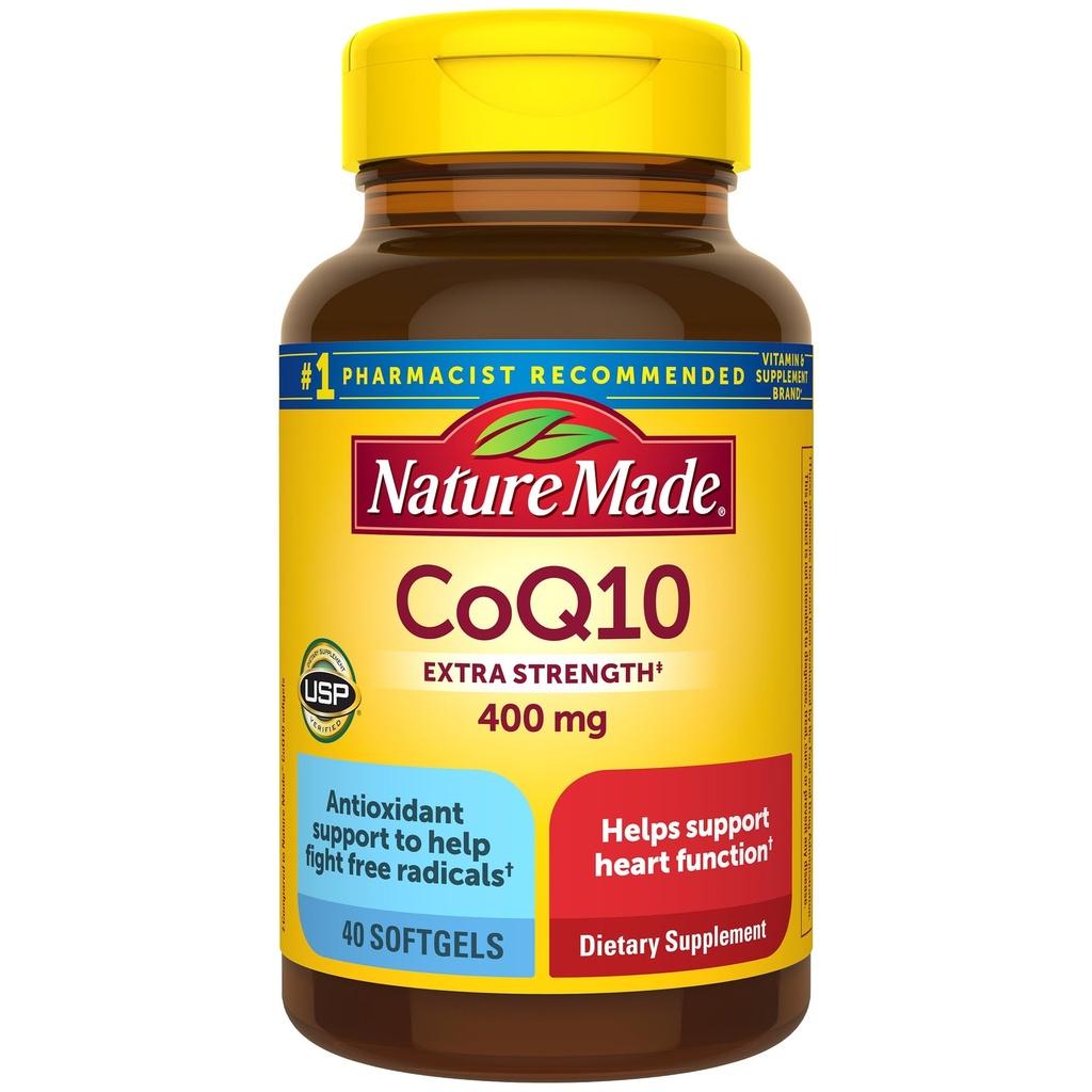 Natur Made CoQ10 400mg, Nahrungsergänzungsmittel für Herzgesundheitsunterstützung, 40 Softgels, 40 Tage Versorgung