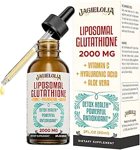 Liposomal Glutathione Liquid 2000MG – Antiossidante Detox Supplemento per le donne e gli uomini, Aging Defense, Liver Function & Energy, con Acido Ialuronico + Aloe Vera + Vitamina C, Naturale & Vegan, 12 FL.OZ