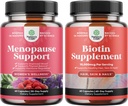 Bundle of Herbal Menopause Supplemento per le donne e 10000 mcg Pure Biotin Pills for Women & Men - Perfetto per Estrogen Balance - Stop Hair Loss Thinning Natural Supplement
