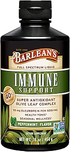 Barleans Peppermint Olive Leaf Complex Liquid Immun Support Supplement, 95mg Oleuropein Antioxidantien, 16 oz