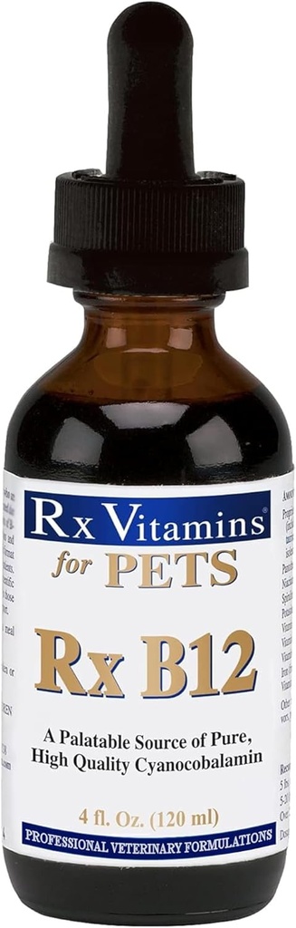 Rx Vitamine Rx B12 für Hunde & Katzen - Vitamin B12 Flüssige Ergänzung für Haustiere - Hunde-Vitamine für kleine & große Rasse - Katzen-Gesundheitsversorgung - 4 Unzen.