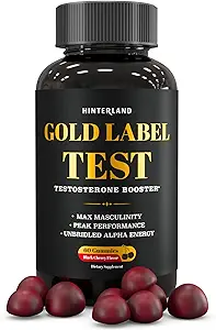 Etichetta d'oro testosterone Booster Gummies con Tongkat Ali, Zinco, D3, Ashwagandha, Fenugreek, Magnesio, Borone per il potenziamento maschile, costruzione del muscolo, vitalità, resistenza, prestazioni, energia - 60 conte