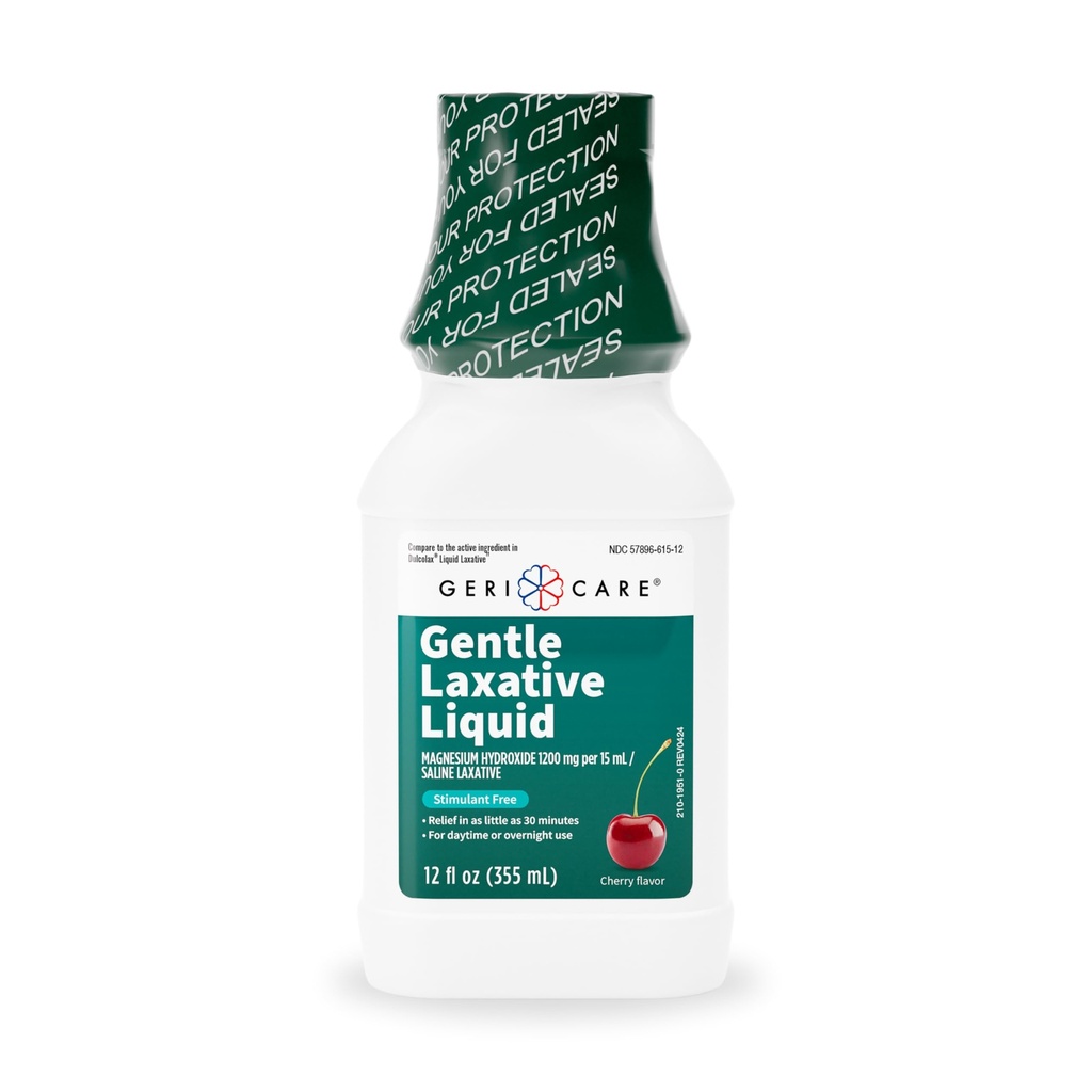 GeriCare Liquid Laxative for Constipation Relief - Maximale Stärke Hocker Weichmacher mit Magnesium Hydroxide, Milch von Magnesia Cherry Flavored, und Kolonoskopie Prep Support, Stimulant kostenlos 12 oz