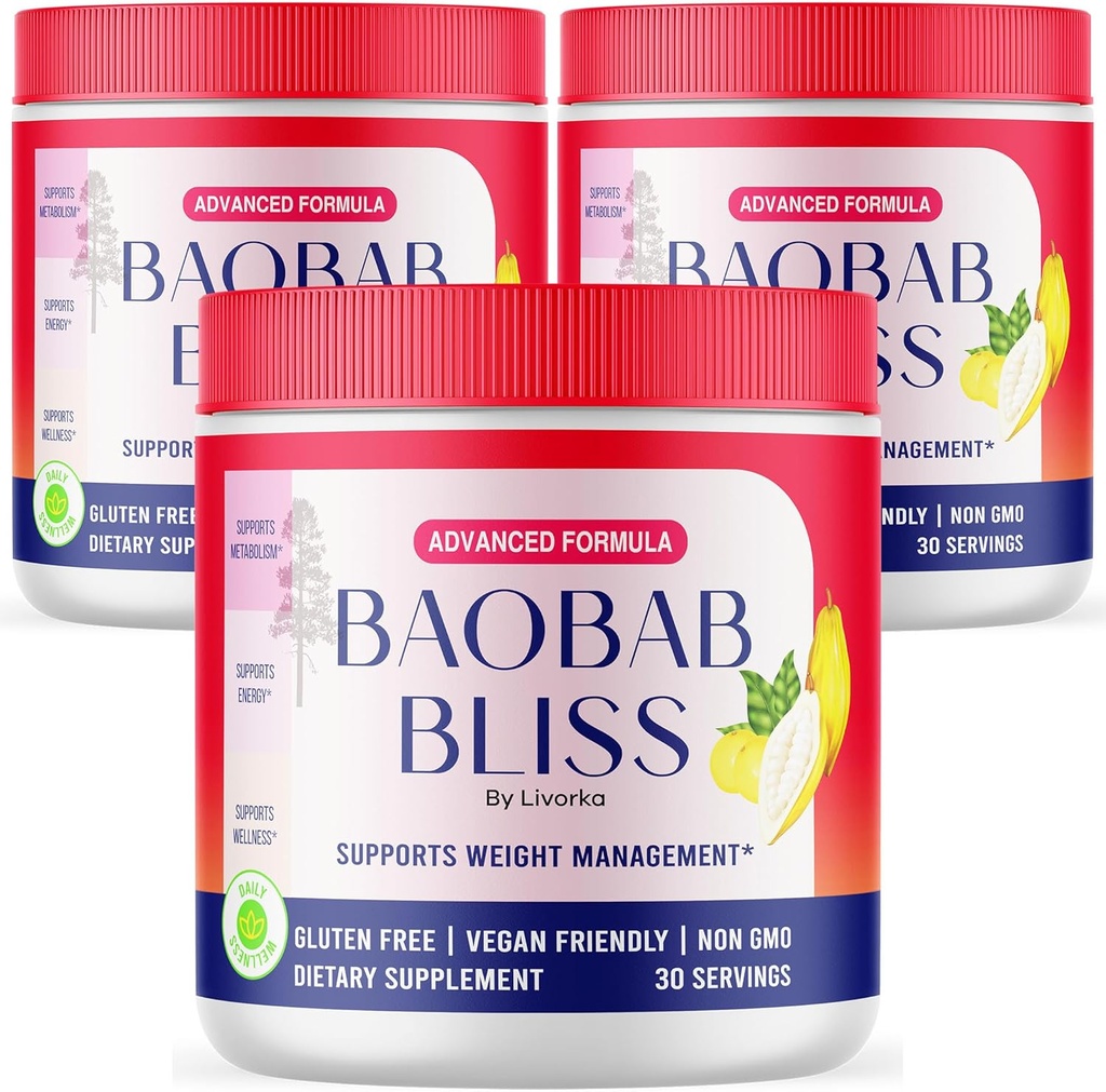 (3 Pack) Baobab Bliss Pulver, Baobab Bliss Organisches Pulver, Baobab Bliss Pulver Alle natürlichen Faser-Ergänzung, Baobab Bliss Fruchtpulver, Baobab Bliss Powder Organic Review, 90 Portionen für 3 Monate