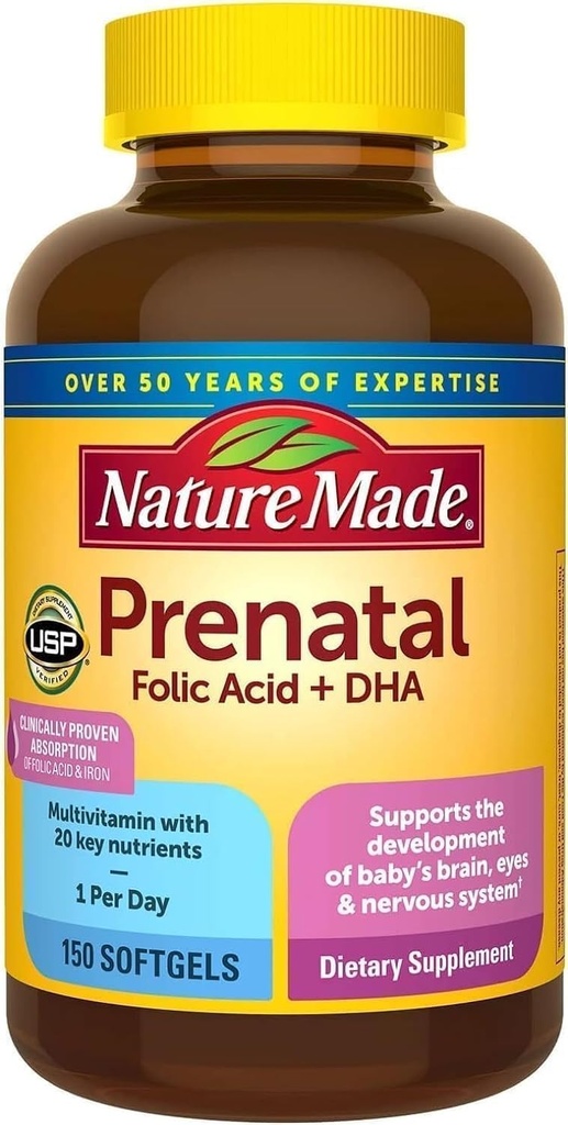 Nature faite Prénatal + Dha 200 mg Complément alimentaire (Résumé 150 gels mous), 150Comte ()