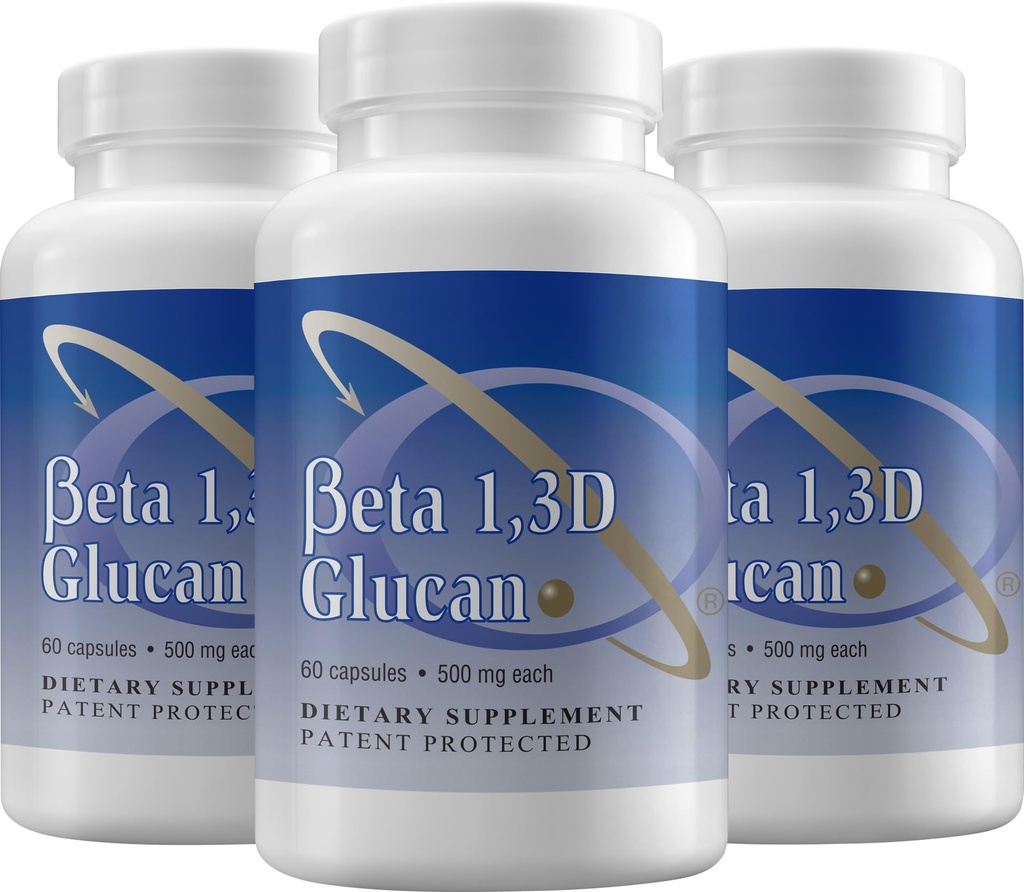 Supplemento di supporto Immune del punto di trasferimento Beta altamente purificato 1,3D Glucan (Pack di 3-500 mg di fibra b-glucan per capsula)