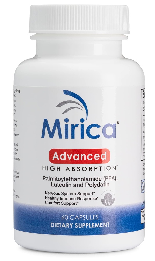 Mirica Advanced - High Absorption Formel, Palmitoylethanolamid (Pea) Luteolin und Polydatin, Nervous System Support Capsule, 60ct