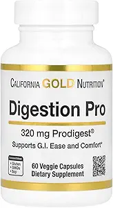 California Gold Digestion Pro con ProDigest®, miscela digestiva botanica di estratti di carciofo e zenzero, 320 mg, 60 capsule di verdure