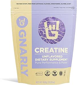 Gnarly Nutrition Creatine Powder – Creapure, Vegan Creatine Supplement – NSF Sport Certified, Optimized Recovery – Sports Nutrition – 5g Creatine Monohydrat – Unflavored, 15.87 oz