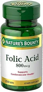 Folic Acid 800 mcg Tablets Maximum Strength, 4 Bottles (250 Count)