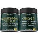 Bundle 5in1 Ashwagandha Shilajit & 5in1 Supplément Ginger - Soutien Cœur, Digestion Santé et Immune