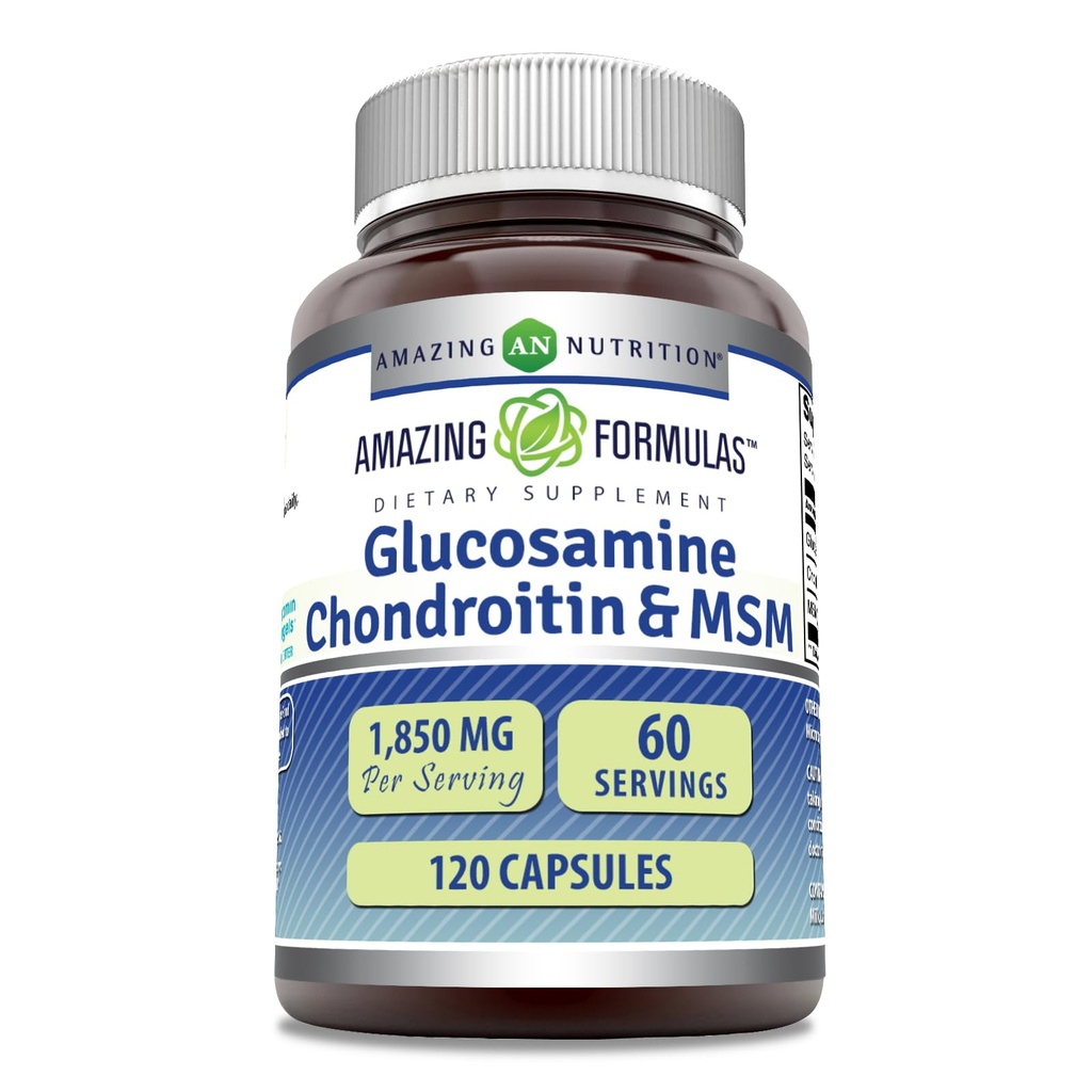 Erstaunliche Formeln Glucosamin Chondroitin MSM 1850 mg Pro Servierkapseln Supplement | Non-GMO | Gluten Free | Made in USA (120 Count)