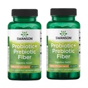 Swanson Prebiotic + Fibra Probiotica - Integratore Naturale Promuovere il Sistema Digestivo & Assistenza Sanitaria Immune - Aids Regolarità & GI Tratta Salute - (60 Capsule, 500 Milioni di CFU Ogni) (2 Confezione)