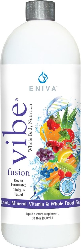 Eniva Vibe Fusion Daily Liquid Multivitamin und Mineral Supplement Elderberry Zink VIT C VIT D | Nutrition for Immunity Energy | Chocolate Cherry | 32 oz Bottle