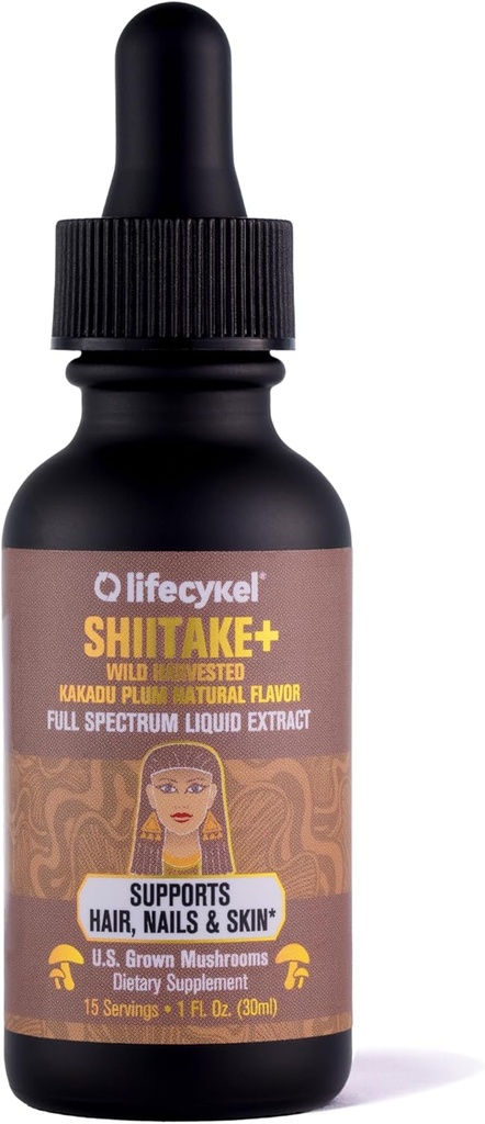 Lifecykel - Shiitake Pilzextrakt mit Kakadu Plum - Advance Organic Mushroom Supplement für Haar, Nagel und Haut - Potent Vitamin C Immune Boost für Erwachsene - 1 Fl Oz