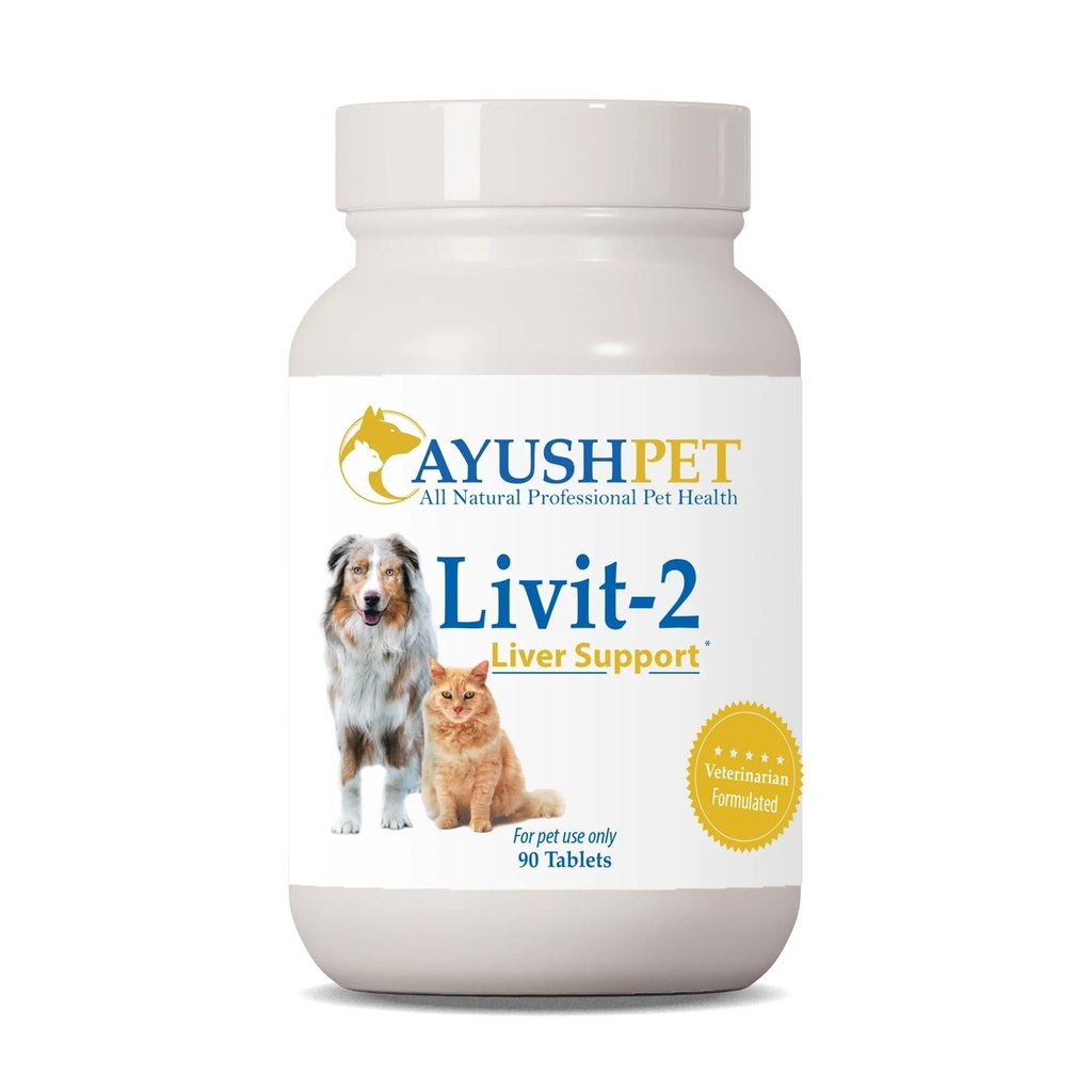 Ayush Pet Livit-2 - Dog Liver Support Supplement, Natürliche Leber Unterstützung für Katzen, Hunde & Pferde, unterstützt Gesamt Wellness, Gesunde Haut und Mantel für Haustiere - 90 Tablets