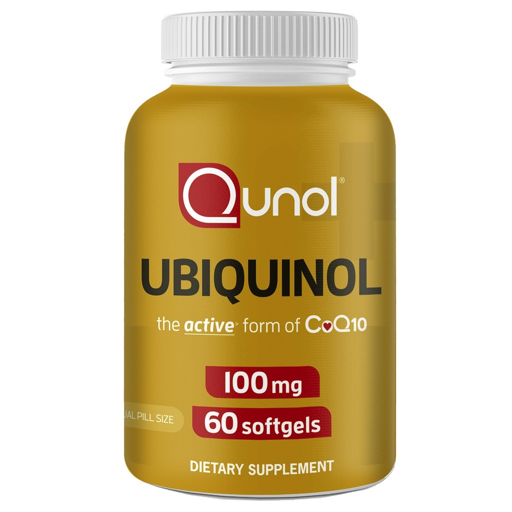 Qunol Ubiquinol CoQ10 100mg Softgels, Ubiquinol - Aktive Form von Coenzym Q10, Antioxidans für Herzgesundheit, Gesunde Blutdruckniveaus, gewichtsmäßig für Statin Benutzer, 60 Zähler