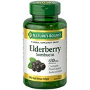 Nature's Bounty Sambucus Elderberry Kräuterergänzung, Rapid Release Softgels, 630 mg pro Servierung, 120 Count