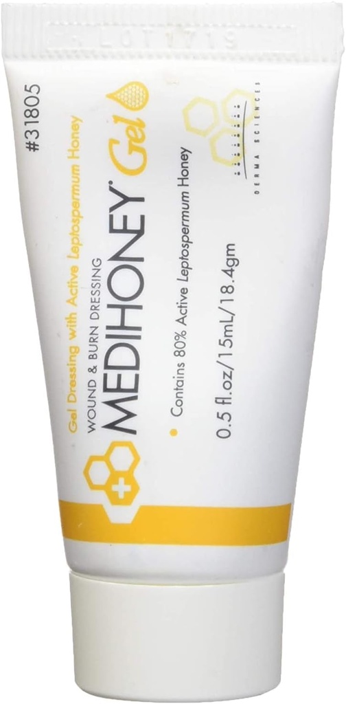 Rivestimento del gel di Medihoney migliorato e & Burn Dressing da Scienze di Derma, 0.5 oz,
