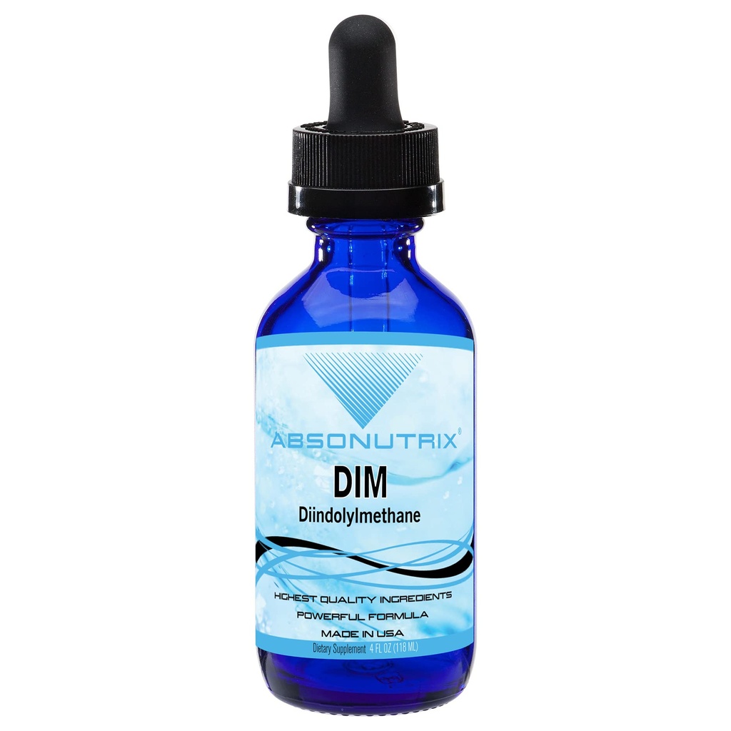Absonutrix DIM (Diindolylmethane) Estrarre 593 mg, Bottiglia da 4 Oz, 200 Serve Potenti, Gocce Testate da Terzi, Assorbimento Rapido, Senza Glutine, Testato da Terzi, GMP-Certificati, Non OGM, Made in USA