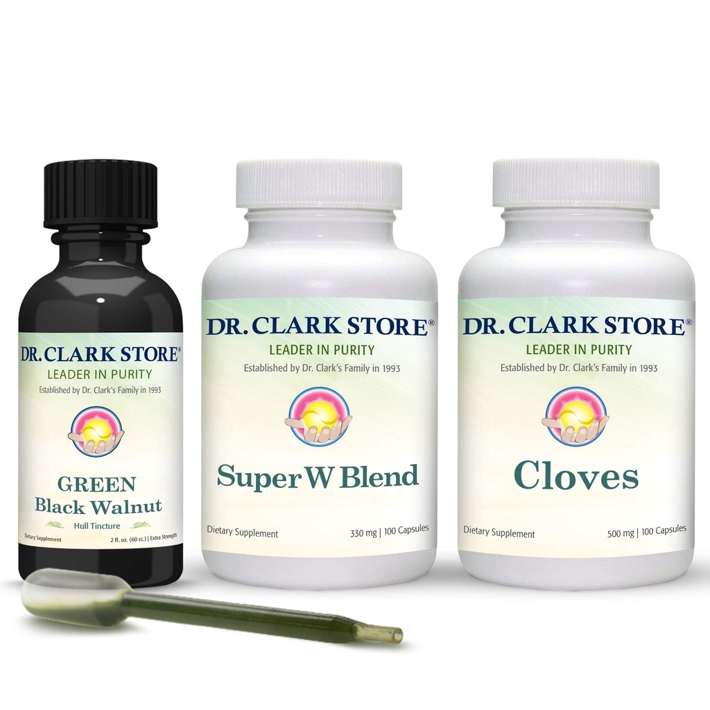 Dr. Clark Store Intestine Support & Cleanse Kit - mit Original Green Tincture von Black Walnut Hulls, Wormwood und Cloves-Helps Pflege Optimum Darmfunktion