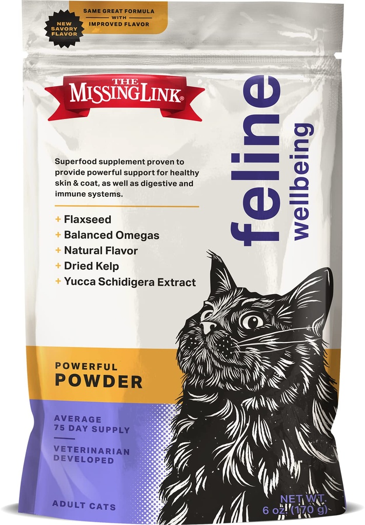 Der fehlende Link Feline Superfood Supplement Powder 6oz Tasche, Veterinarian Formuliert, Balanced Omega 3 & 6 für gesunde Haut & Coat, Verdauung, Immunität & Gesamt Cat Gesundheit