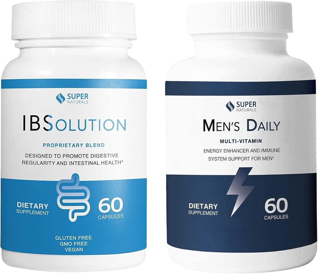 IBSolution und Men's Multivitamin Bundle - All-Naturale Ergänzung zur Unterstützung Verdauungs-Gesundheit, Gas, Bloating und Constipation, Immunsystem Unterstützung für Männer - 60 Kapseln, 2-Pack