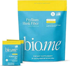 Psyllium Husk Fiber Limonata 20 Count Travel Packet (6g Per Packet) - Polvere di Psyllium Husk per la salute digestiva & Bloating Relief, senza glutine, Polvere di fibra prebiotica senza zucchero, supplemento non OGM