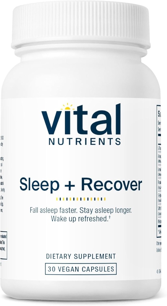 Vital Nährstoffe Schlaf + Erholung - Vegan Ergänzung - Schlafunterstützung - Melatonin, Ashwagandha & L-Theanine - Gluten, Dairy & Soy kostenlos - 30 Kapseln