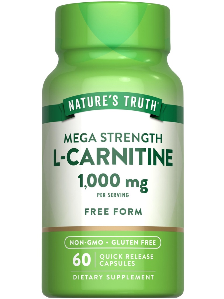 Nature's Truth L-Carnitine 1000mg | 60 Kapseln | Mega Kraft | Kostenlose Form | Non-GMO & Gluten Kostenlose Ergänzung