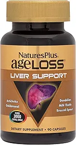 Natures Plus AgeLoss Liver Support - 90 Capsule - con Carciofo, Latte Thistle & Choline - Vegetariano, Gluten Free - 30 Serve