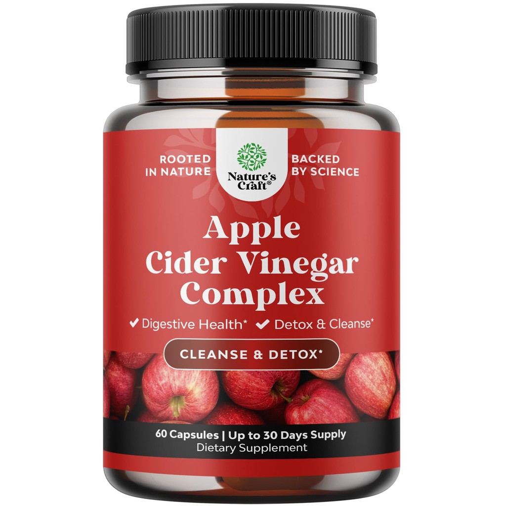 Pulire capsule di aceto di sidro di mele - ACV Cleanse and Detox Pills for Gut and Digestive Health with Slimming Cayenne - Capsule ACV ad alta resistenza per la pulizia del fegato e il disintossico del corpo completo (30 Servings)