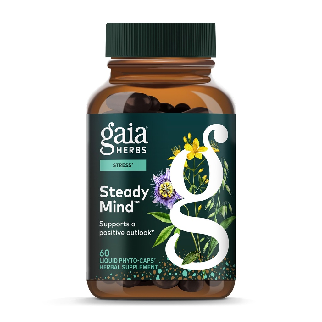 Gaia Herbs Emotional Balance - Stress Support-Ergänzung, um den Körper mit Stress zu helfen - mit St. John’s Wort, Passionflower, Vervain und Hafer - 60 Vegan Liquid Phyto-Capsules (20-Day Supply)