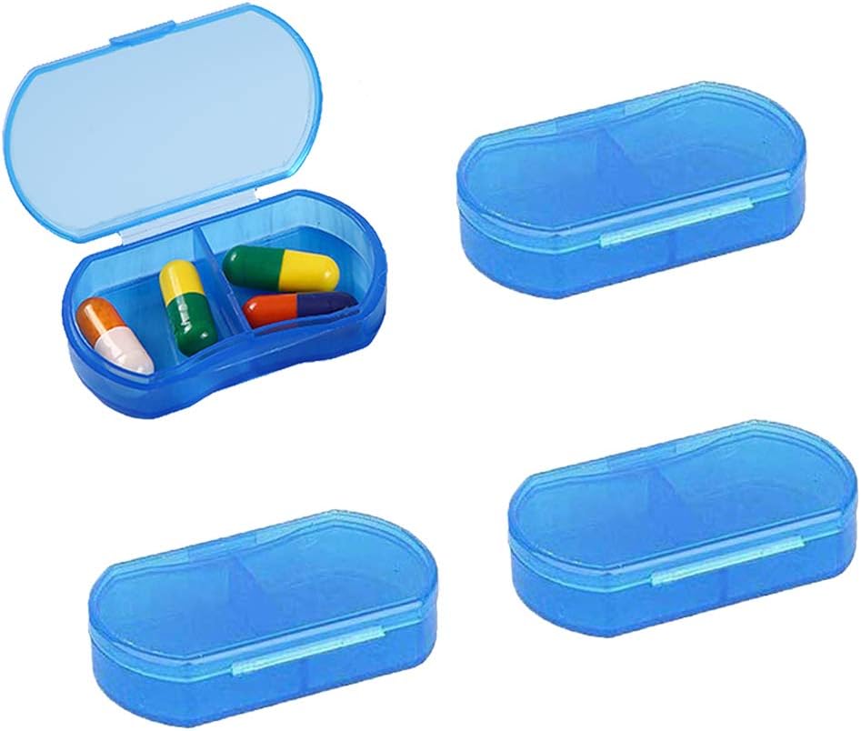 2PCS Pillen-Gehäuse für Geldbeutel Kleine 4PCS Pille Organizer Portable Reisen Tägliche Pillen Container AM &amp; PM Mini Pillen Box Vitamin, Fischöl, Supplement Halter