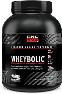 GNC AMP Wheybolic polvere proteica clinicamente provata, 40g proteine del siero, BCAA, leucina, aumenta la resistenza muscolare, costruzione del muscolo, 3 ° partito testato, senza glutine, Vaniglia classica, 25 Servings