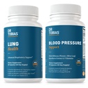 Dr Tobias Lung Health & Blood Pressure Support Suppléments, Lung Cleanse & Detox, soutient la santé circulatoire normale avec vitamine C, B6, B12, Nicine, Folate