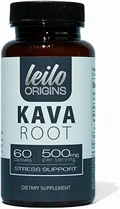 LEILO Kava Root Capsule | 500mg di Noble Extract/Serving to Support Stress and Promote Relaxation | (60 capsule vegane)