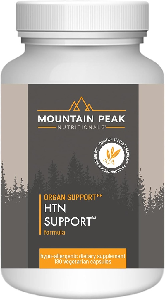 Mountain Peak Nutritionals HTN Support - Supplément pour organes - Aide à maintenir une pression artérielle saine et un système cardiovasculaire - w/Rauwolfia & Magnésium - Supplément alimentaire hypoallergénique (180 capsules)